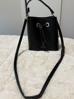 Nanette Lepore Black Leather Bucket Bag with Gold Hardware - Like New